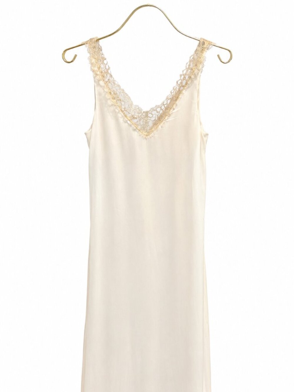 Kristina Fidelskaya Ivory Lace-Trim Maxi Slip Dress - Size 38 - New with Tags